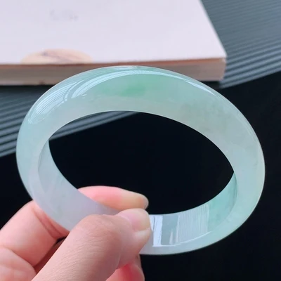 

Natural Burmese jadeite 54-64mm light-colored bracelet, elegant princess jewelry, best gift for mother and girlfriend