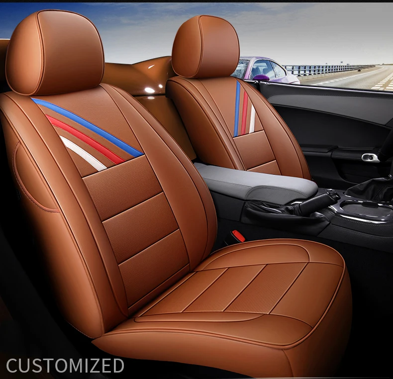 Изготовленный на заказ 2 шт. передних сидений из воловьей кожи кожаный чехол