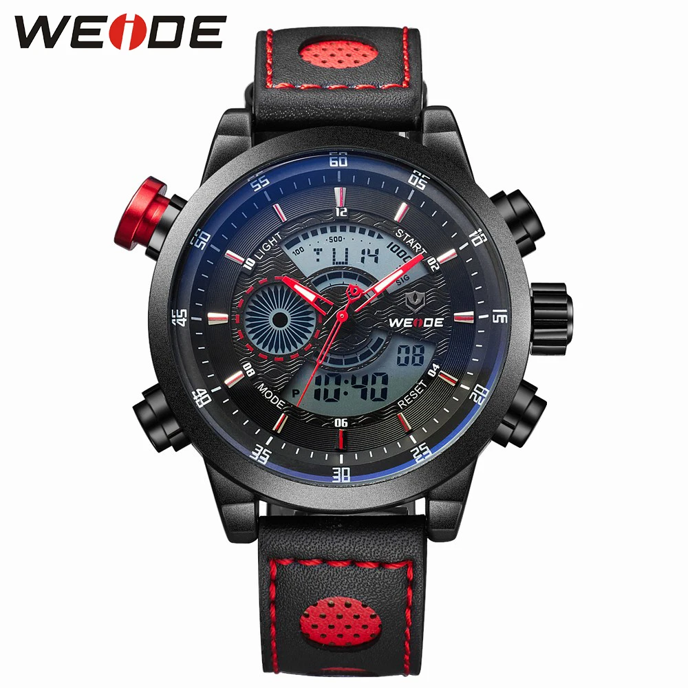 Мужские модные кварцевые цифровые наручные часы WEIDE с автоматической индикацией