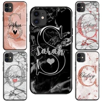 rose gold marble custom name initials case for iphone 11 pro max xs x xr 7 8 plus se 2020 for iphone 12 pro max 13 mini coque