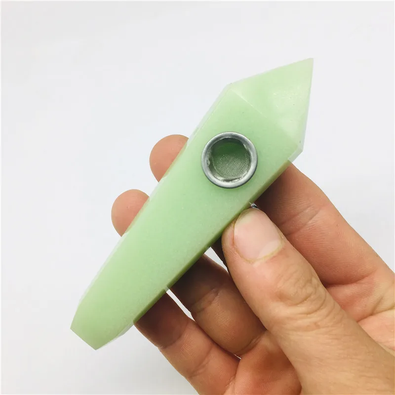 

natural quartz crystal smoking pipes Luminous stone wand reiki healing gifts wholesale price 2pcs filter and 1pcs brush healing