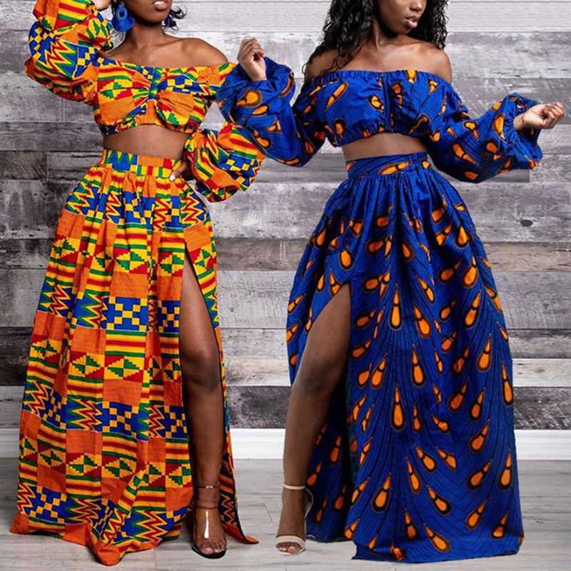 Женская одежда в африканском стиле Комплект из 2 предметов (Топы + юбки) Платья с