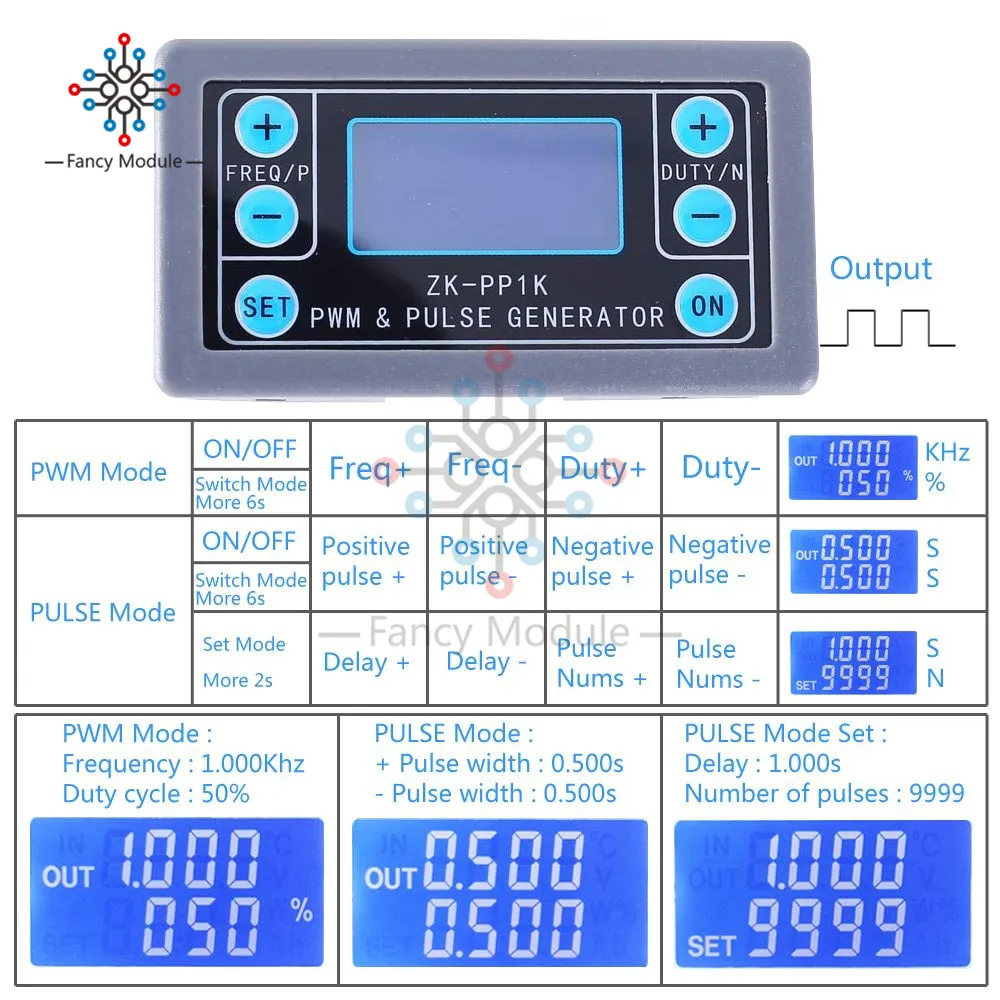 ZK-PP1K двухрежимный ЖК-дисплей PWM генератор сигналов 1-канальный 1 Гц-150 кГц