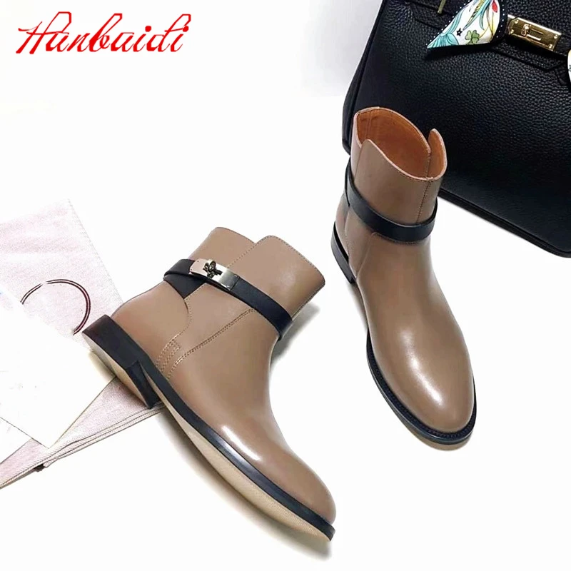

Women Ankle Boots Candy Color Genuine Leather Women Short Boots Fashion Buckle Decor Short Boots Autumn Winter Chelsea Boots 42