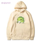 2021, подростковые модные топы, свитшот с рисунком лягушки, зеленый, винтажный свитшот, капюшон, одежда в стиле K-POP, унисекс, топы большого размера