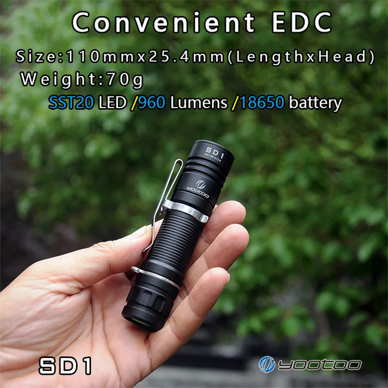 Yootoo новейший SD1 SST20 960 Люмен 4 режима 18650 светодиодный фонарик EDC уличный мини