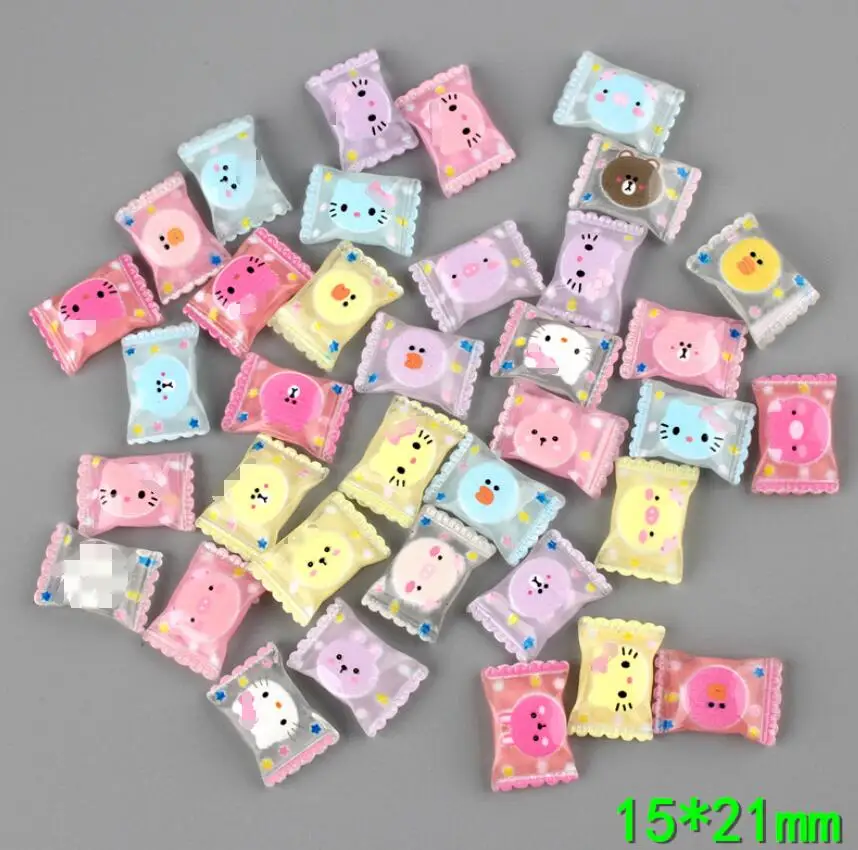 Кабошоны 20 шт./лот украшения из смолы конфеты с плоским основанием для