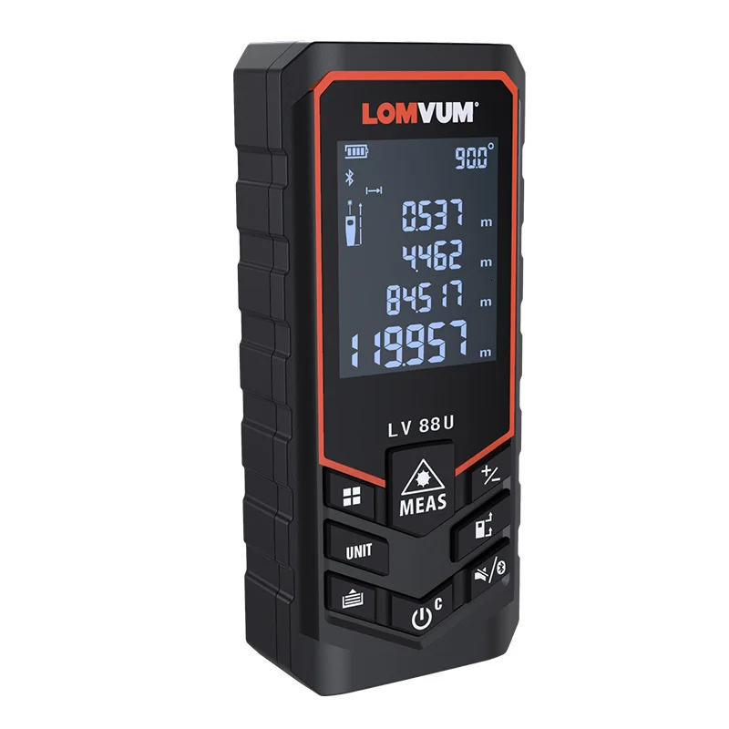 LOMVUM Bluetooth лазерный дальномер USB Перезаряжаемый цифровой лазерный дальномер ручной 120 м 100 м 80 м 50 м электрическое выравнивание