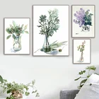 Нордическое зеленое растение холст, плакаты, цветы, Настенная картина в горшке, плакат, ваза, эстетические картины для гостиной, домашний декор