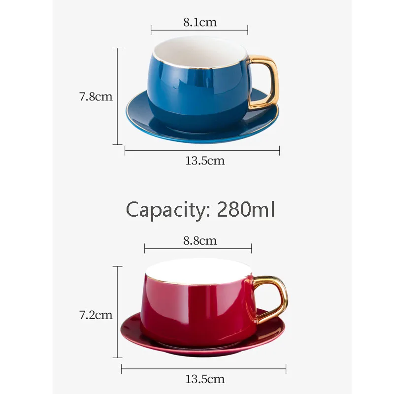 

Classic Fashion Afternoon Tea Cup And Saucer Set Creative Gold Painted Ceramic Coffee Cappuccino Cafe Mocha Cup Espresso Mug