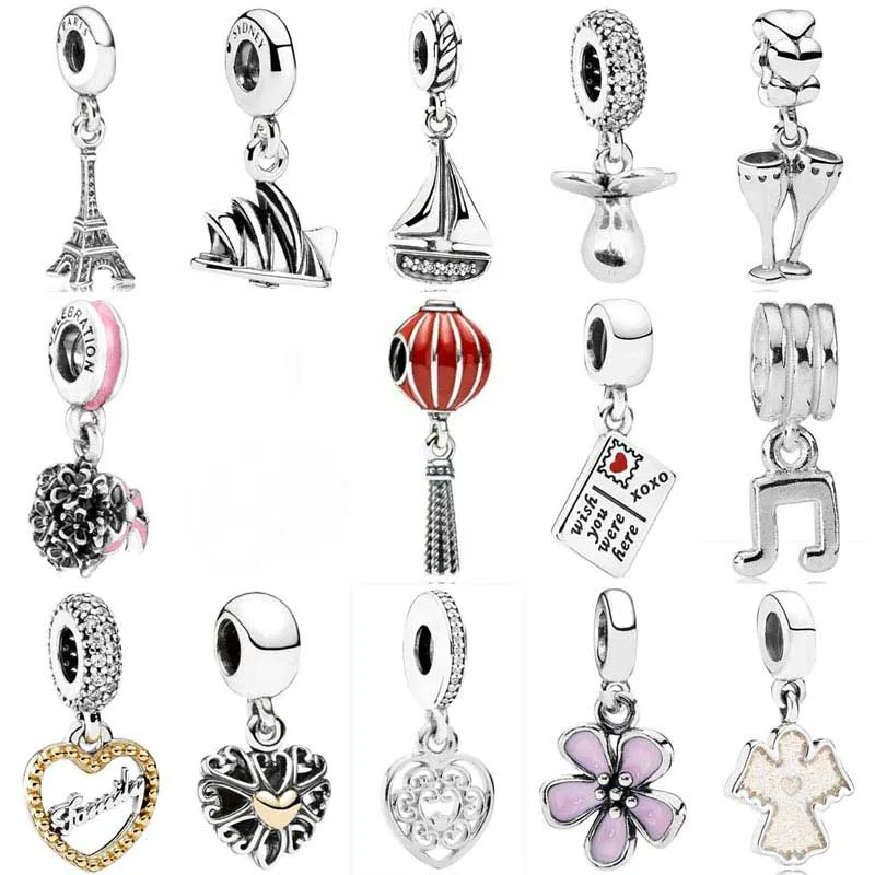 

Lanterns Flower Paris Eiffel Tower Loving Family Sailboat Pendant Charm Fit Europe Bracelet 925 Sterling Silver Bead Jewelry