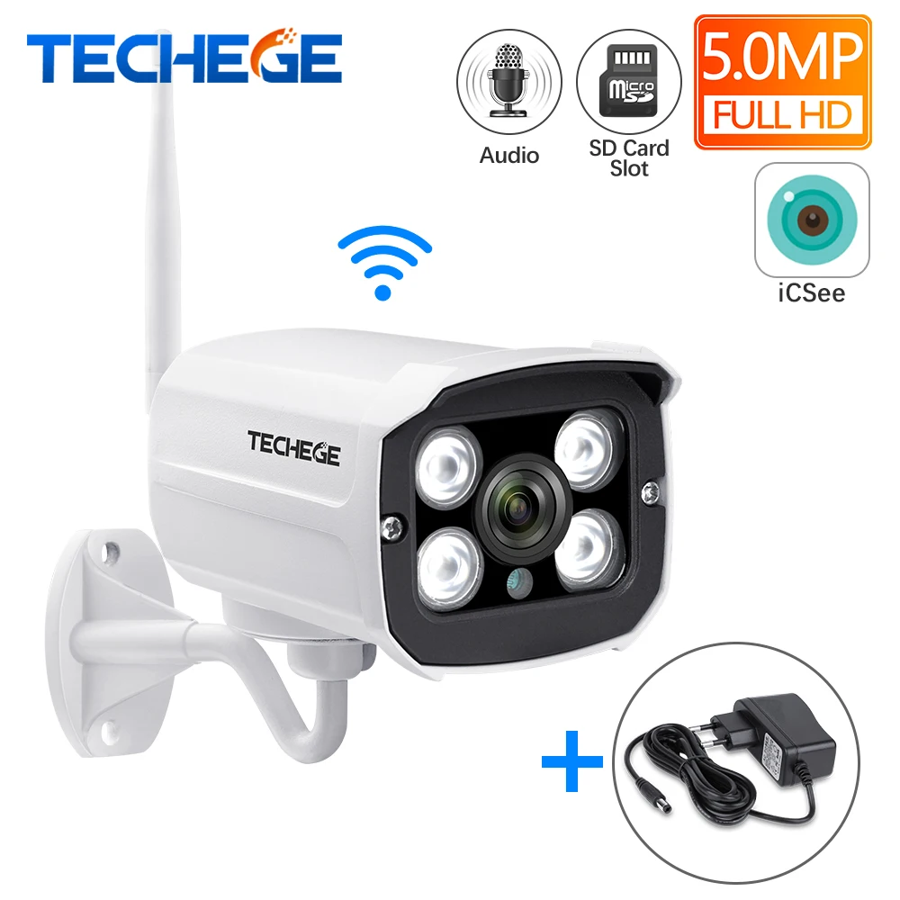 Techege супер HD 5.0MP Проводная Wifi камера Водонепроницаемая беспроводная ночного
