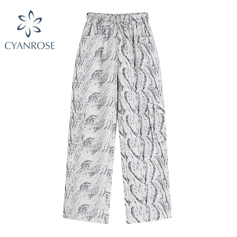 Брюки женские повседневные с завышенной талией Модные свободные Шикарные