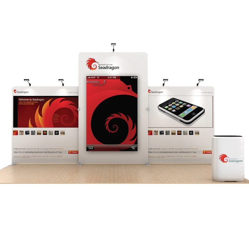 20 футовый портативный натягивающийся тканевый выставочный набор выставочных