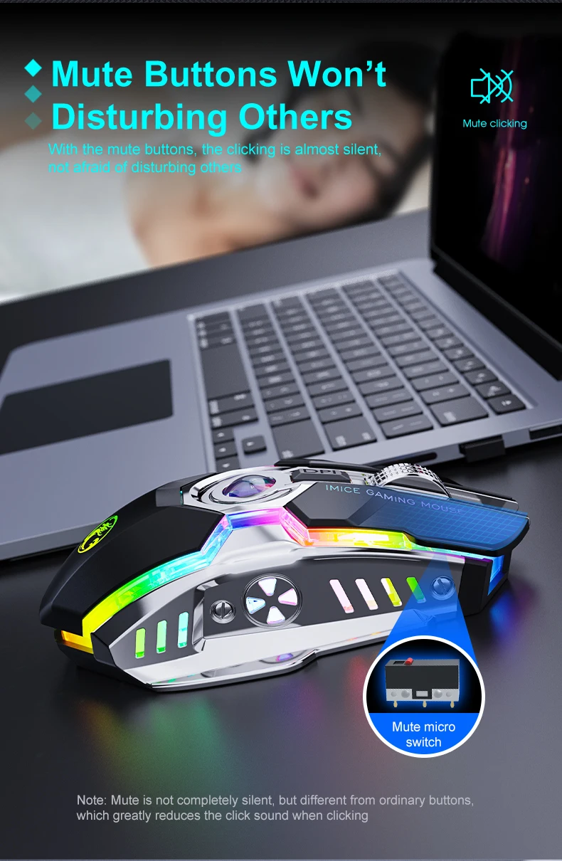 

RGB Wireless Mouse Computer Gaming Mouse Rechargeable Slient Mause 3200DPI 2.4Ghz USB Gamer Ergonomic Mice For Laptop PC