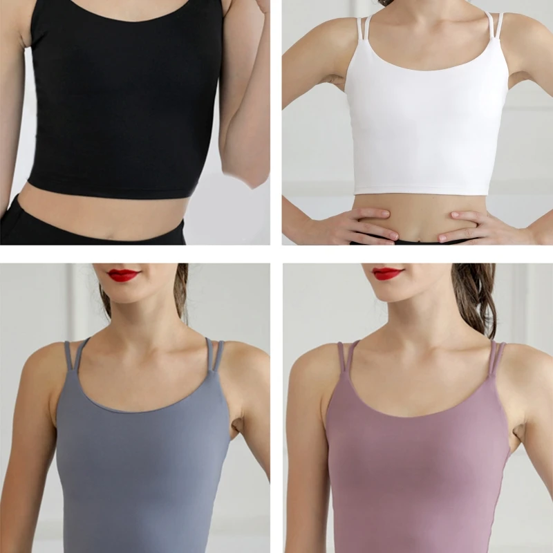 Женский спортивный бюстгальтер без косточек на бретельках с мягкими чашечками