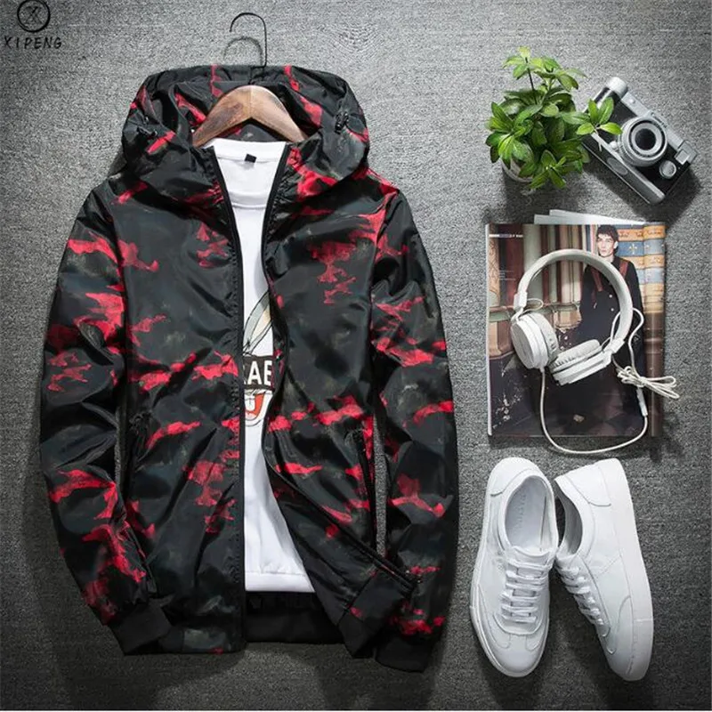 

Новая весенне-осенняя мужская повседневная камуфляжная толстовка с капюшоном, Мужская водонепроницаемая одежда, мужская ветровка, пальто, ...