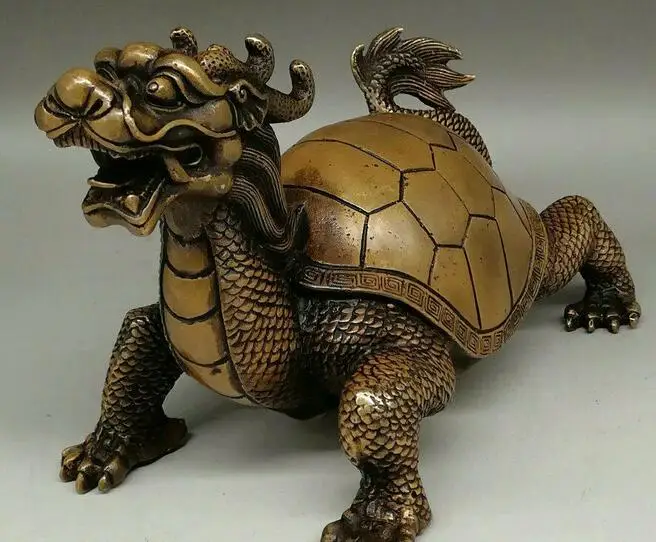 

Unqiue China Bronze Fengshui Guardian Dragon Tortoise Turtle Animal Statue