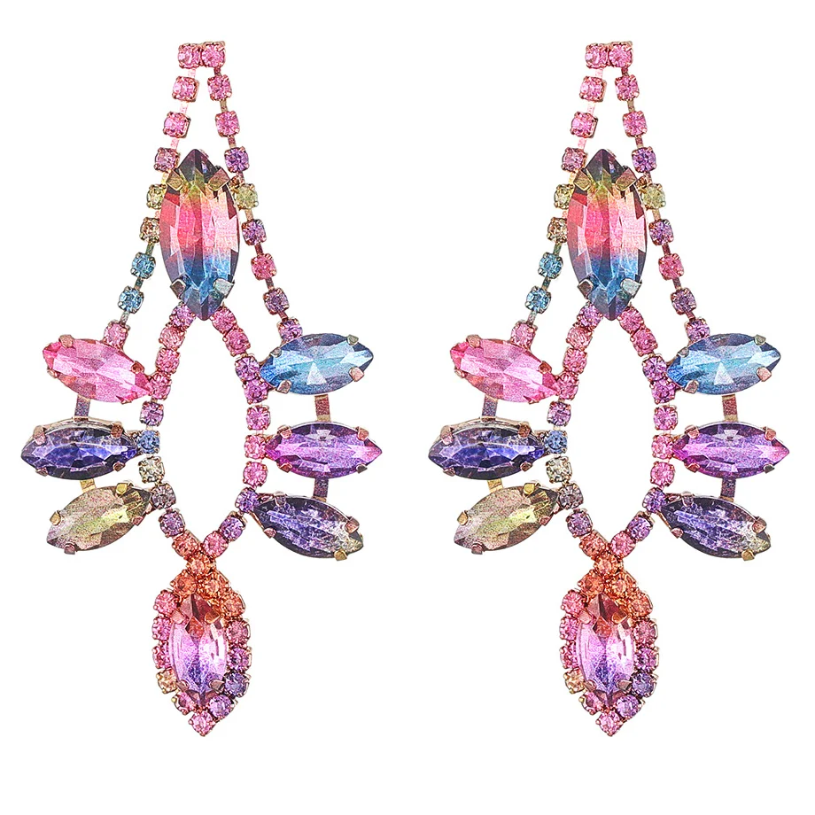 

Модные Красочные градиентные серьги Стразы для женщин вечерние в повседневном стиле