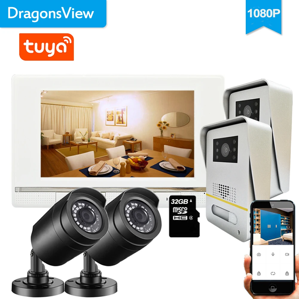 

Dragonsview 1080P Tuya Wifi Video Intercom Wired Video Door Phone with Mobile APP Control Camera Touch Screen Monitor Record