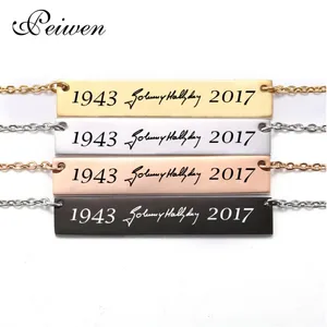 Модные Джонни Холлидей Подпись кулон-табличка с именем шейный платок из нержавеющей стали ID бар для мужчин и женщин пользовательское имя ожерелья ювелирных изделий