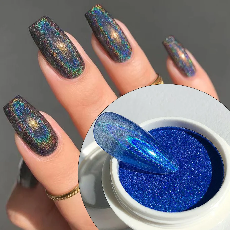 Голографическая пудра для ногтей лазерный блеск Хромовый пигмент втирание пыли