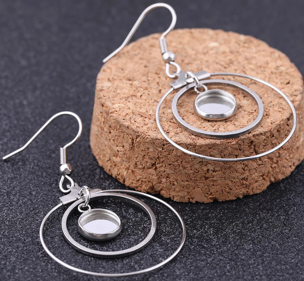 20 штук пластина из нержавеющей стали основа для кабошона серег настройки 8 мм с