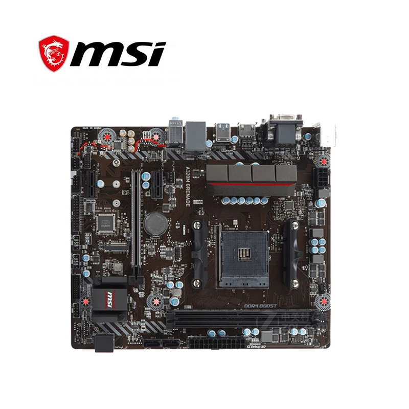 Материнская плата DDR4 M.2 SATA3 USB3.0 A320M A320 Socket AM4 б/у|Материнские платы| |