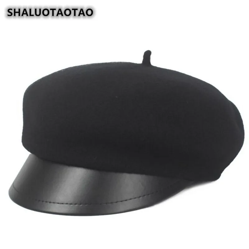 

SHALUOTAOTAO Autumn Winter New Woolen Newsboy Caps Snapback Wild Fashion Octagonal Cap For Women Elegant Lady Brands Tongue Hat