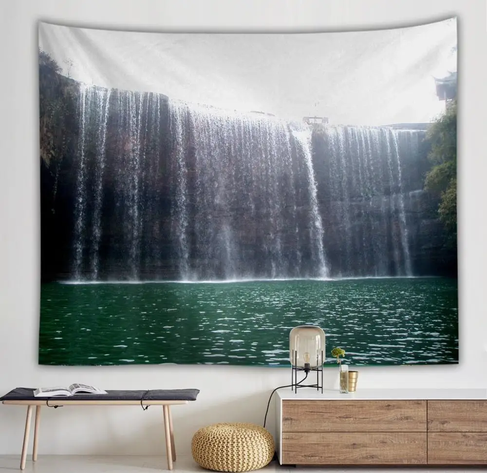 Гобелен с лесным потоком 3D пляжное полотенце водопад пейзаж красивая картина