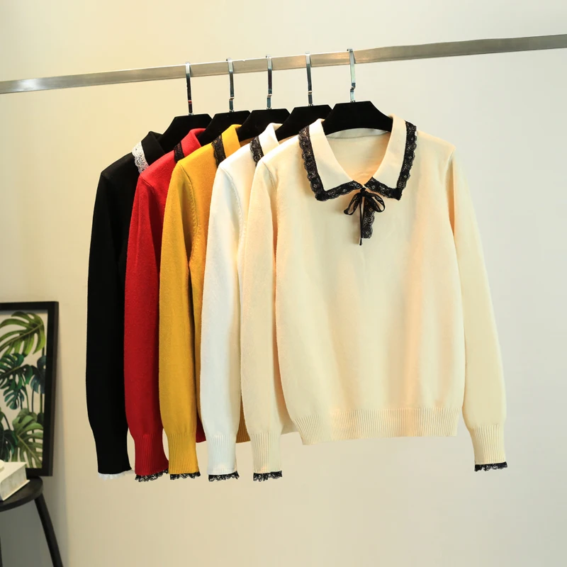 Женский пуловер GIGOGOU с отложным воротником в консервативном стиле на осень и зиму