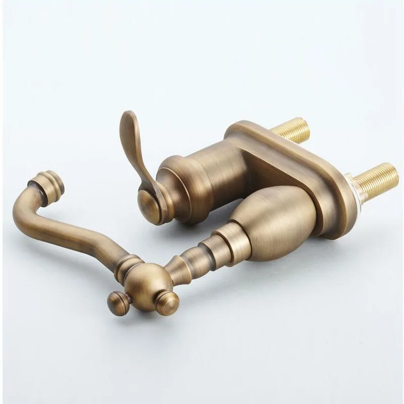 Античный латунный Смеситель для умывальника ванной комнаты с одной ручкой