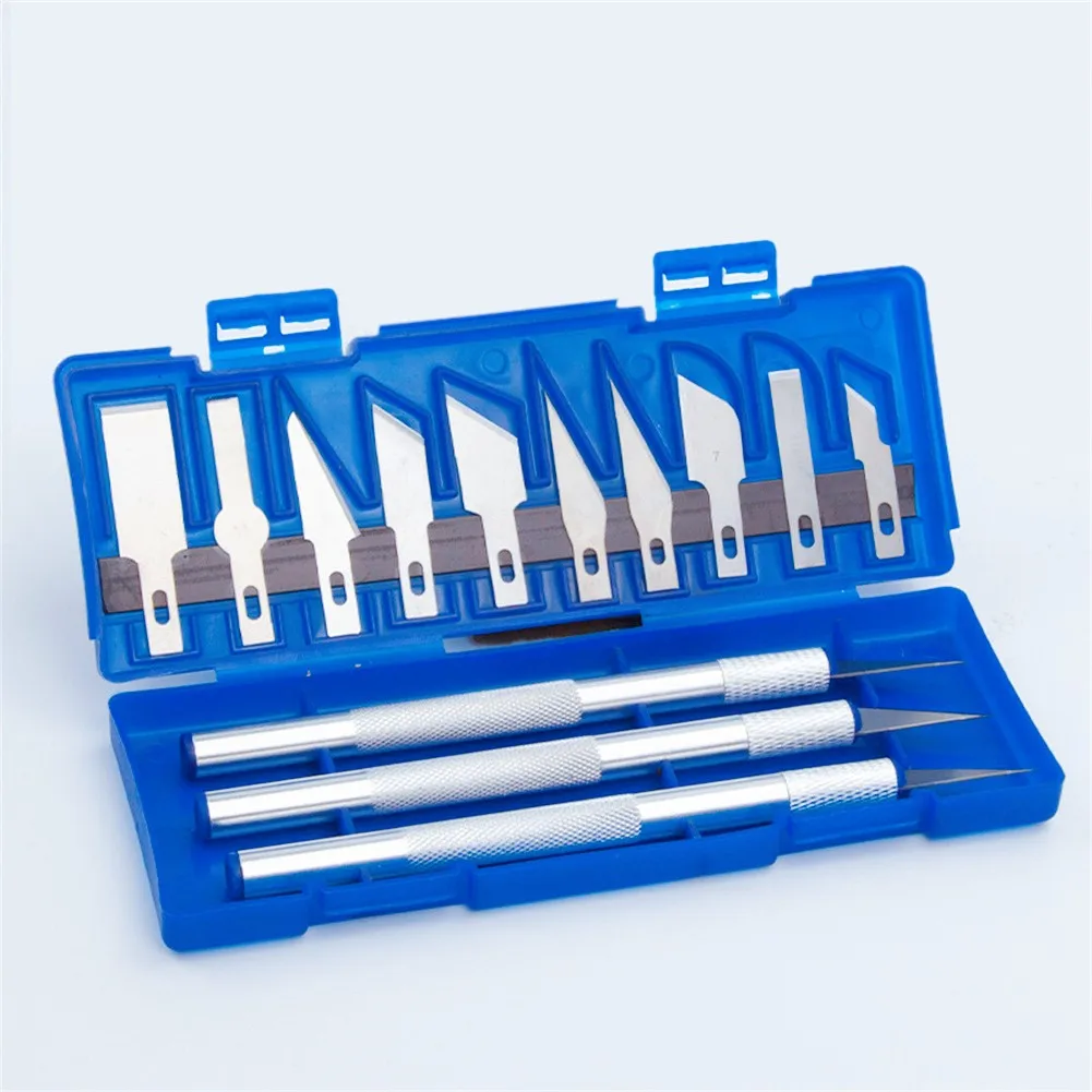 13PCS Precision Cutter Set Exacto Hand Tool Set Arts&Craft Hobby Paper Cut Carving Aluminum Alloy Cutter Blades DIY Repair Box