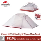 Naturehike палатка 1,8 кг 3 человек 20D силиконовые ткань двойной слой палатки открытый