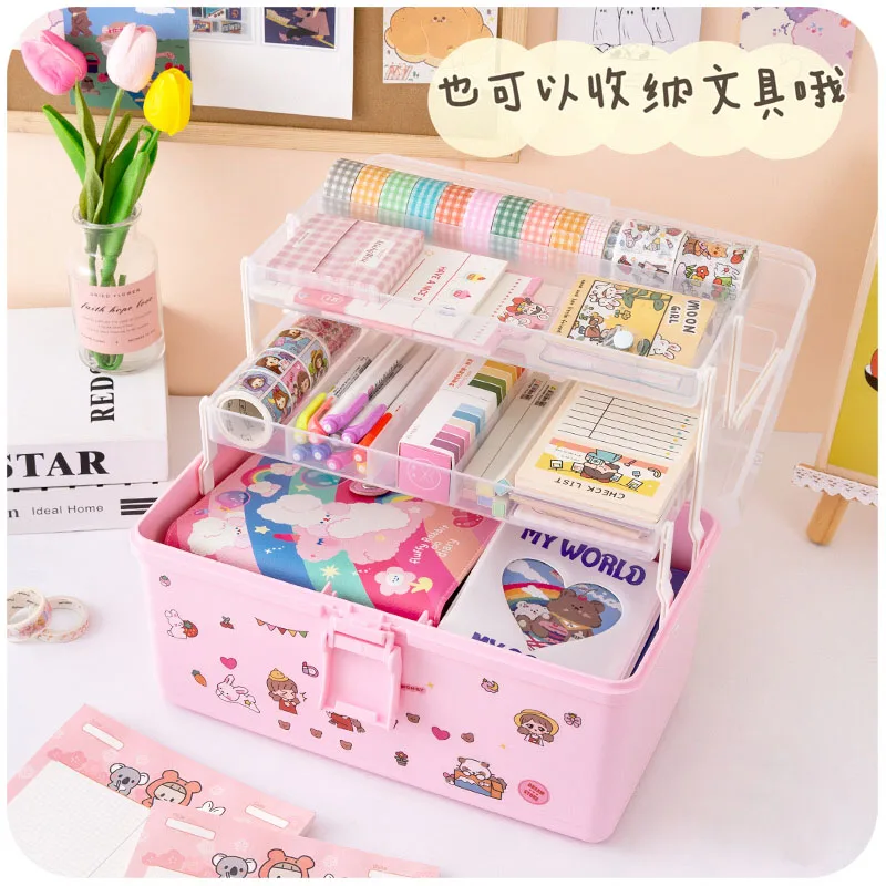 

Children's Hair Accessories Storage Box Large Capacity Rubber Band Dustproof Artifact Plastic Transparent Cute Jewelry Box