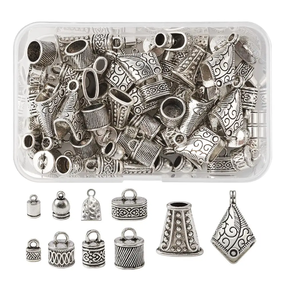 100 шт./кор. Тибетский Стиль сплав шнур концы кисточки кожаный Конец Обжимные