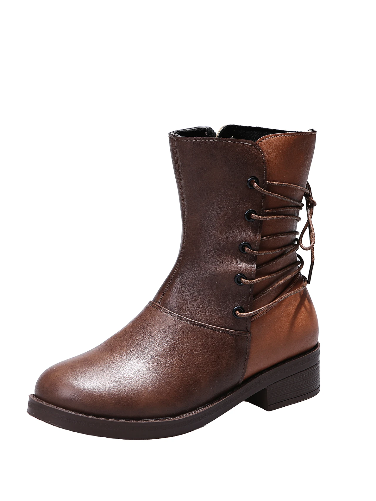 

Ботильоны женские из натуральной коровьей кожи, ботинки на шнуровке с круглым носком, обувь на платформе ручной работы, Осень-зима