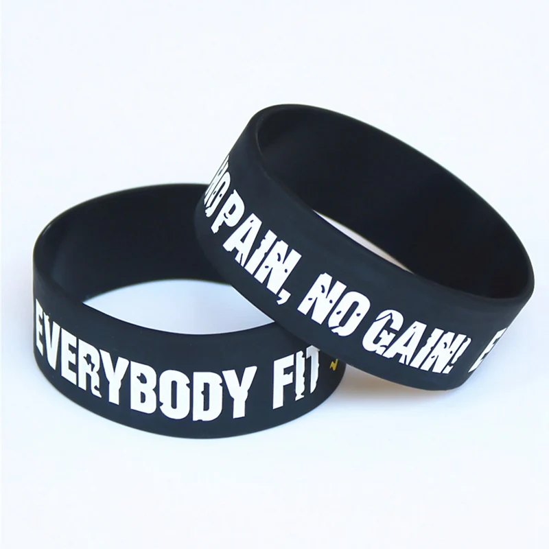 

New 1pc No Pain No Gain 2021 Silicone Bracelet No Pain No Gain No Return Silicone Bracelet- Black 20.2*2.5*0.2cm Trendy