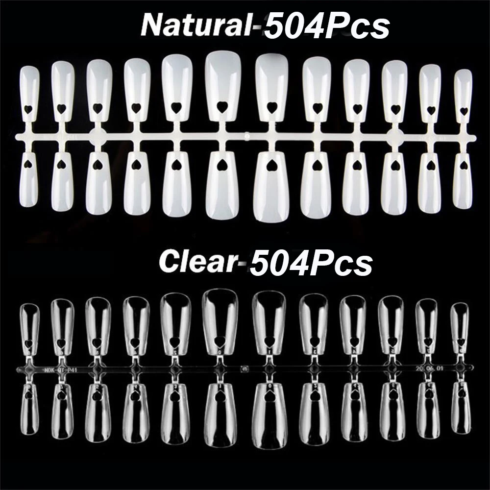 504 шт. милые сердцу Средний накладные ногти пилка для ногтей Советы стилет гроб ABS