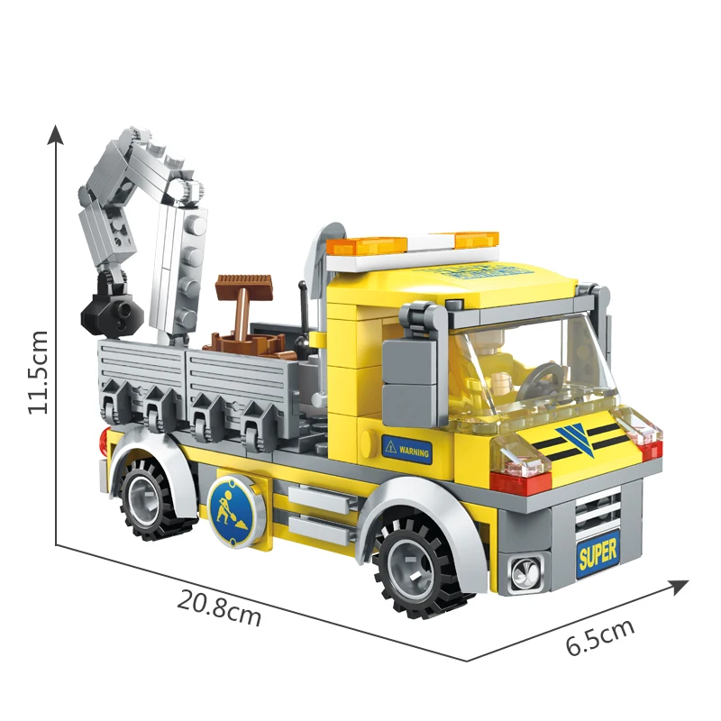 

AUSINI Construction City Container Crane Building Blocks Car Truck Toys for Children Designer Model Brick Educational Boys Truck