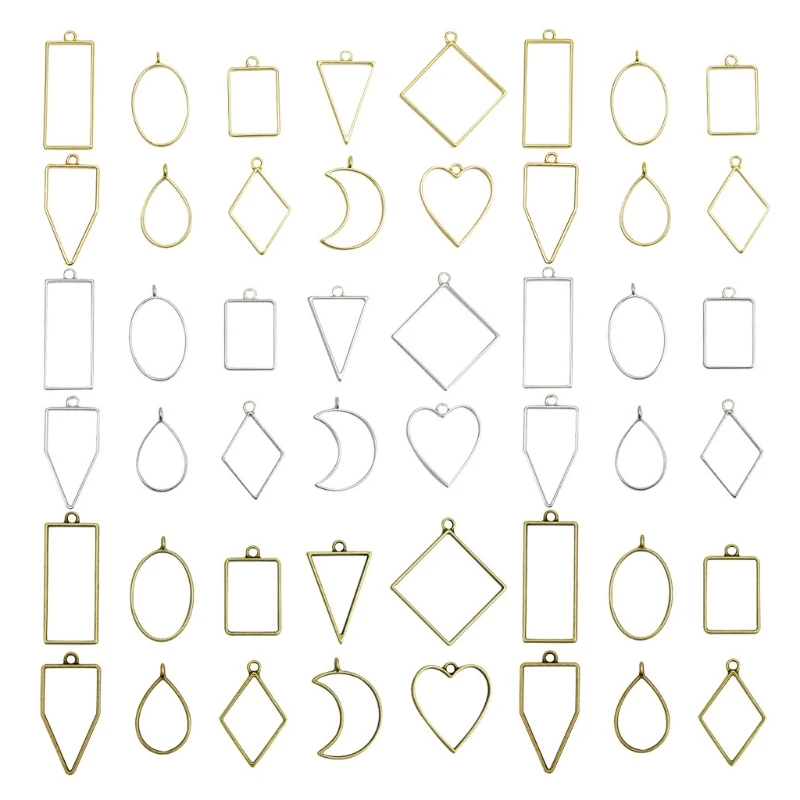 

60 Pcs UV Epoxy Hollow Frames Resin Craft Bezels Pendants for Necklaces Earrings 85LF