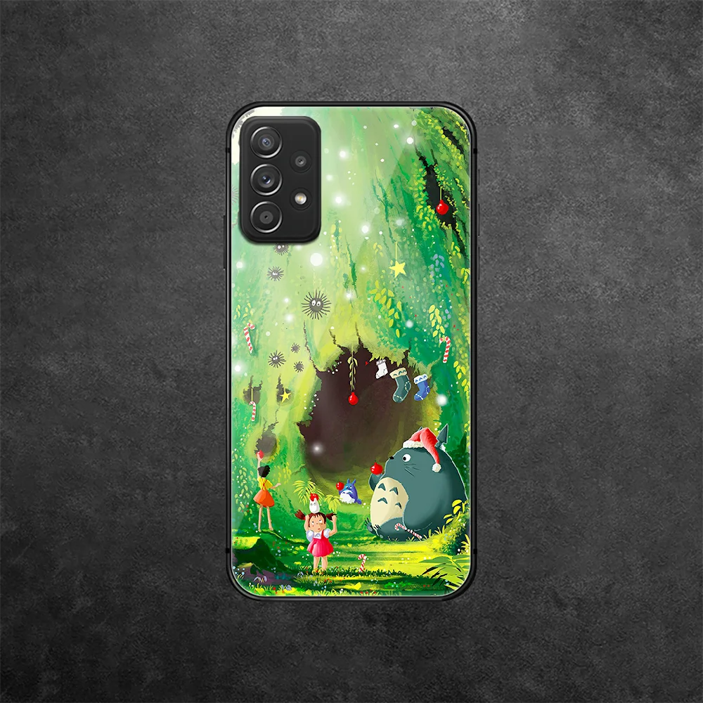 

Totoro Anime Tempered Glass Phone Case Cover For Samsung Galaxy A 10 12 20 E 21 30 32 50 40 51 52 70 71 72 S Black Bumper Hot