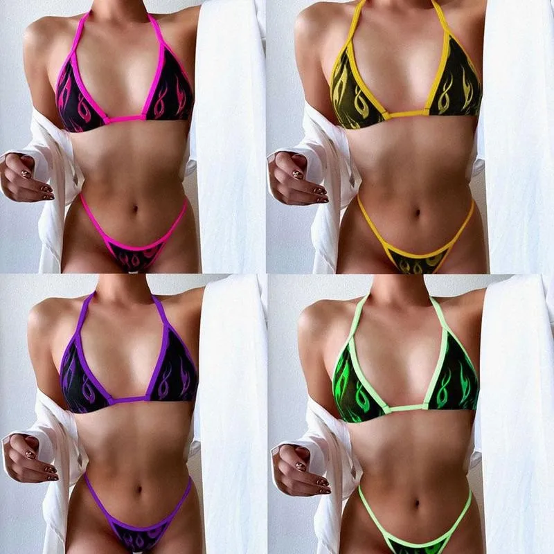 

Lady Sexy Brazilian Thong Bikini Mujer Swimwear Halter Women Bandage 2Pcs Swimsuit Micro Bikini Set Summer Beachwear Swim Suit