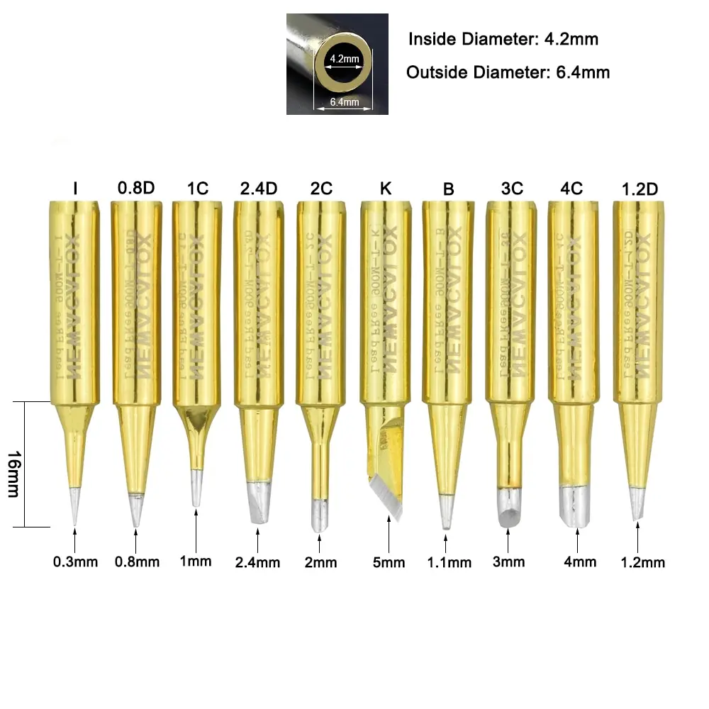 NEWACALOX 16 шт./лот 900M-T бессвинцовый черный металлический паяльник для 936, 937, 938,8586, 852D паяльная станция