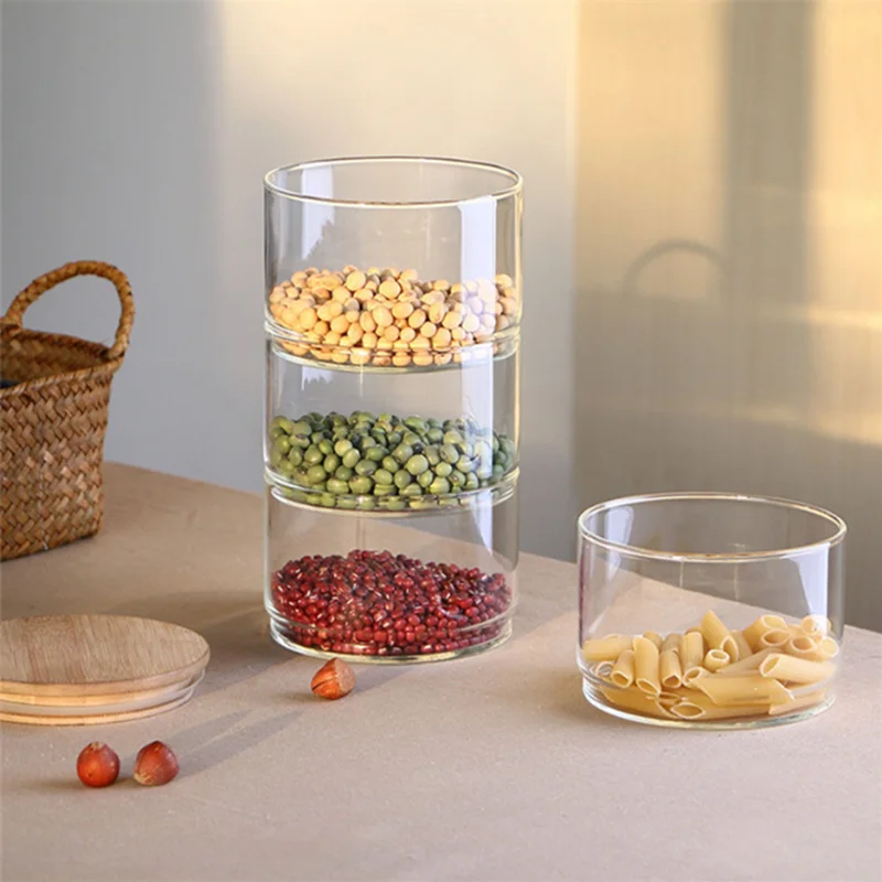 Стеклянная банка для хранения еды 4 шт. фруктов салатов металлическая