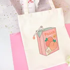 Симпатичная розовая персиковая молочная сумка на плечо, сумка для покупок с мультяшным принтом в стиле Харадзюку, модная новинка, Вместительная женская сумка, кошелек