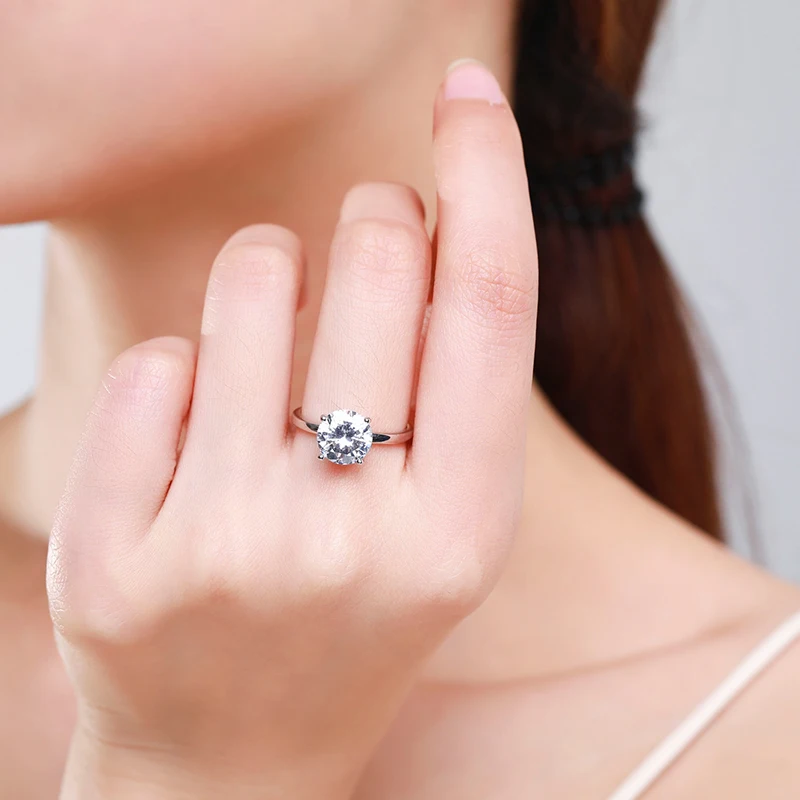 Ailmay Luxury Cutting Clear CZ Ring Solid 925 Sterling Silver Classic Finger Rings For Women Wedding Engagement Jewelry Gift