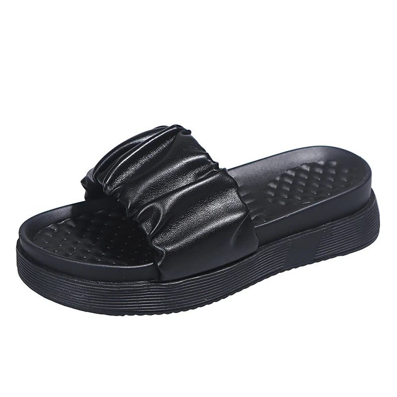 

Shoes Women House Slippers Platform Pantofle Slides Shale Female Beach Fashion Med Soft 2021 Sabot Luxury Flat Fabric Rubber