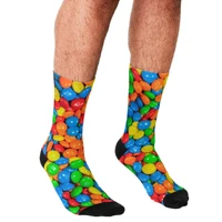 2021 funny mens socks mm rainbow beans pattern printed hip hop men happy socks cute boys street style crazy socks for men