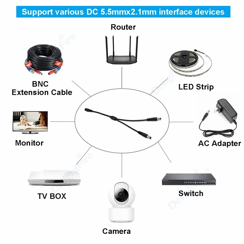 300 шт. камера видеонаблюдения 5 5*2 1 мм 1-2-сторонний разветвитель постоянного тока